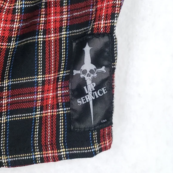 Rare Vintage Lip Service Plaid Punk Zip Up Goth Top - Picture 4 of 10
